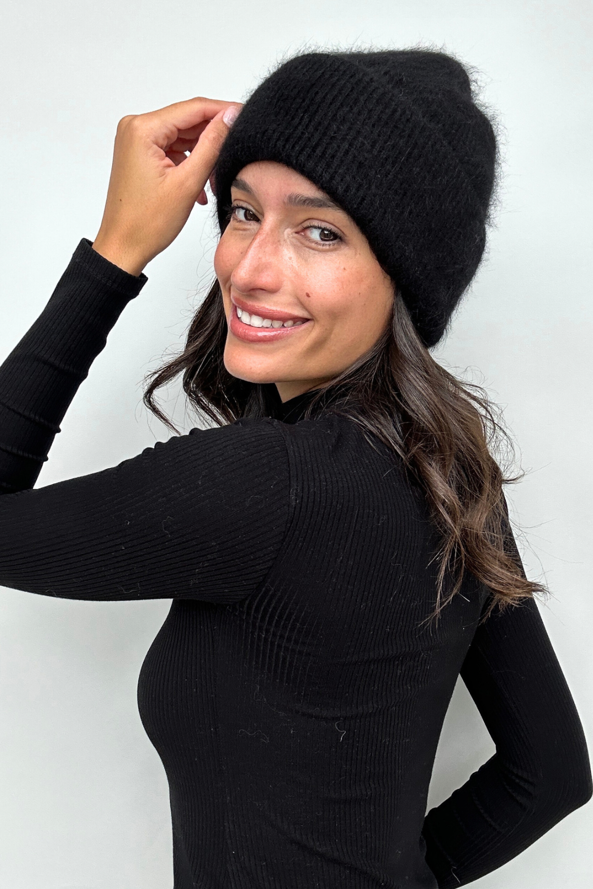 Angora Beanie Black