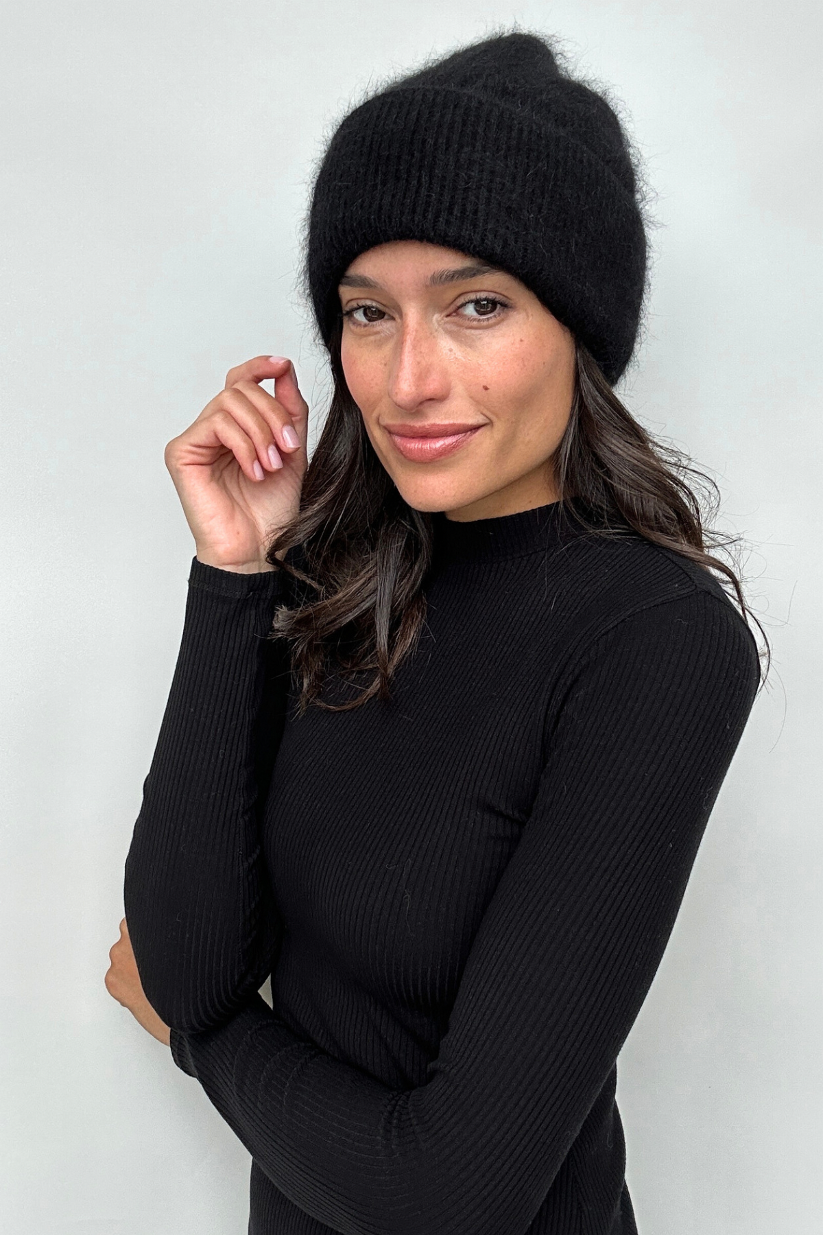 Angora Beanie Black