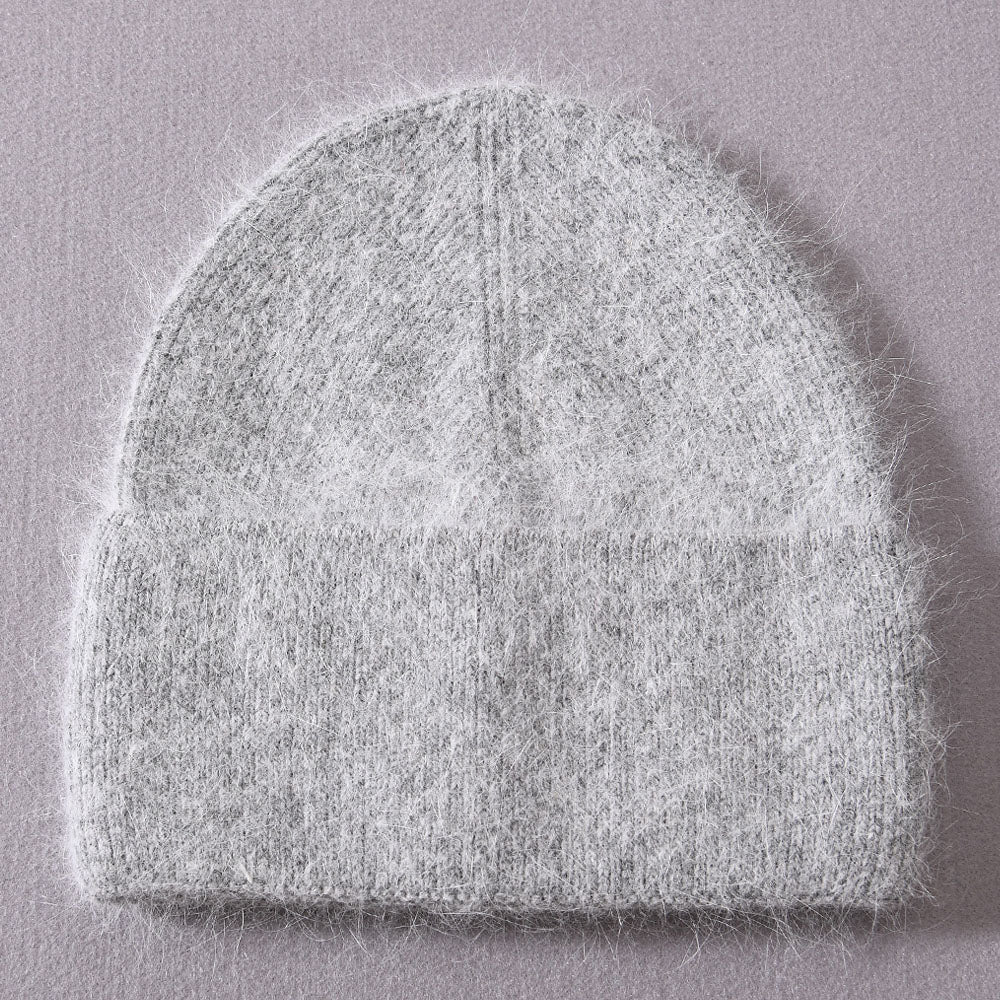 Fine Knit Ribbed Beanie - Grey